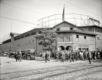  League Park was built at the same time as Philadelphia's Baker Bowl which is sometimes called progenitor of this class Ballparks. The stadium was rebuilt for the 1910 season and in 1946 the owner renamed the park 