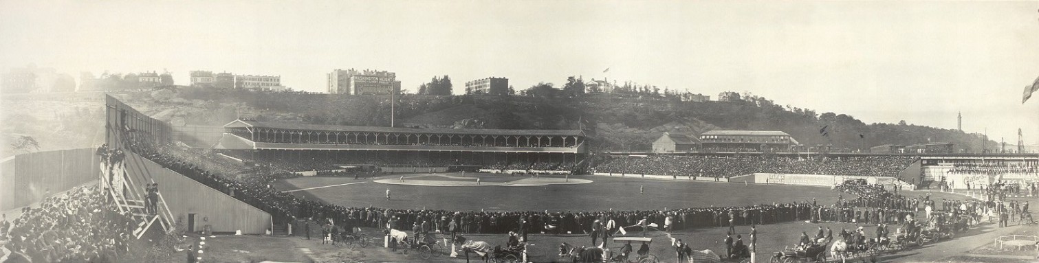 Polo Grounds-1905. The Morris-Jumel Mansion is on the upper right on top of Coogan's Bluff