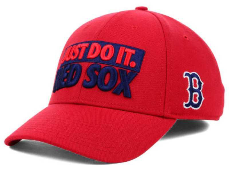 CUSTOM BOSTON RED SOX NIKE MLB JUST DO IT SWOOSH FLEX CAP RED