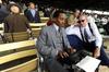 Rickwood Field played a staring role in the Jackie Robinson movie '42'. Actor Andre Holland (with typewriter) from Bessemer and extra Jim DeGraw of Blount Springs talk among a group of inflatables during shooting. Extra Eldon Ingram is in background. 