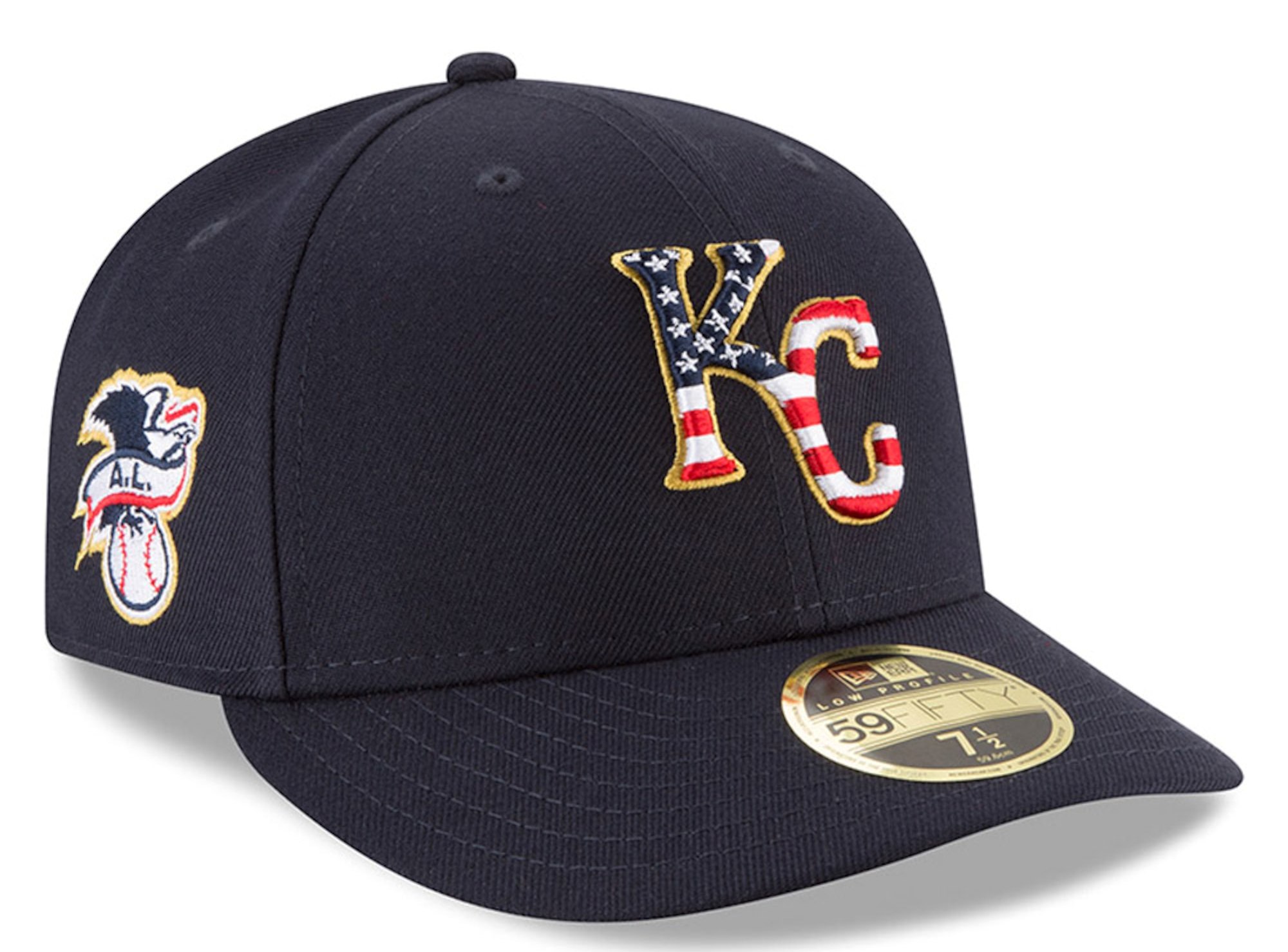 Kansas City Royals New Era 2018 Stars & Stripes 4th of July On-Field Low Profile 59FIFTY Fitted Hat – Navy.
