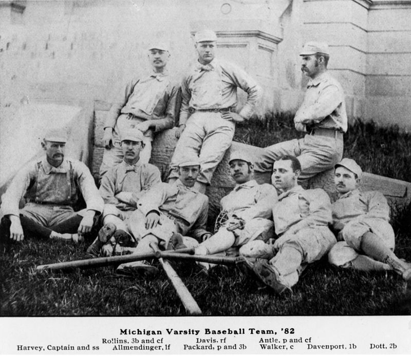 University of Michigan Varsity Baseball Team, 1882-Walker bottom row, fourth from left. University of Michigan Varsity Baseball Team, 1882-Walker bottom row, fourth from left.