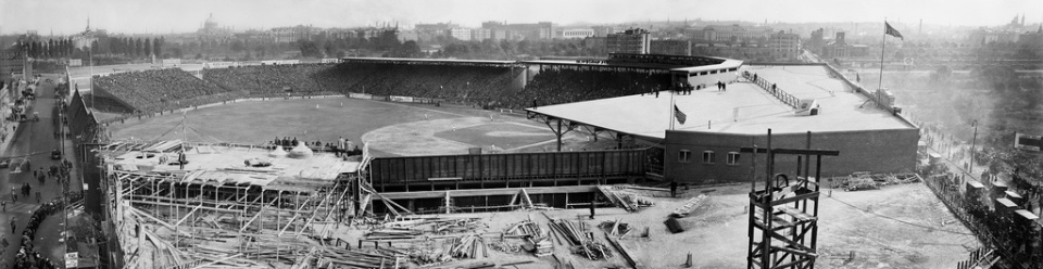 Fenway Park during the 1914 World Series Photo Courtesy of Boston Public Library on Flickr;   blog.birdmaster.com   